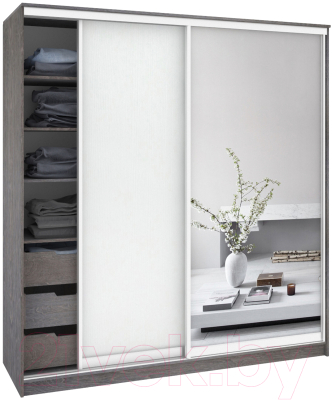 Шкаф Кортекс-мебель Сенатор ШК12 Классика ДСП с зеркалом - фото