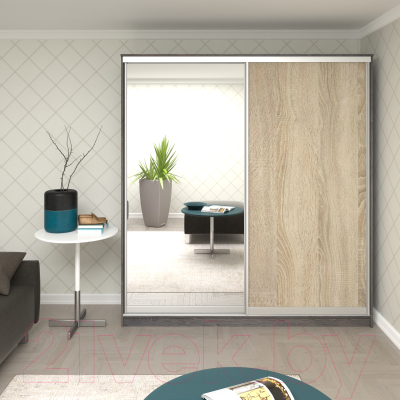 Шкаф Кортекс-мебель Сенатор ШК12 Классика ДСП с зеркалом