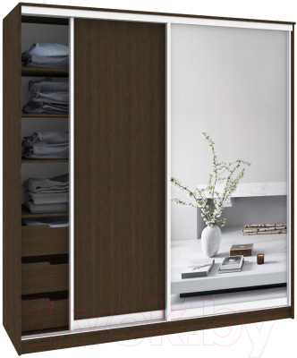 Шкаф Кортекс-мебель Сенатор ШК12 Классика ДСП с зеркалом - фото