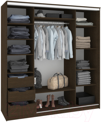 Шкаф Кортекс-мебель Сенатор ШК12 Классика ДСП с зеркалом