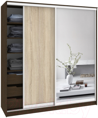 Шкаф Кортекс-мебель Сенатор ШК12 Классика ДСП с зеркалом - фото