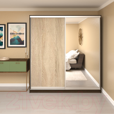 Шкаф Кортекс-мебель Сенатор ШК12 Классика ДСП с зеркалом