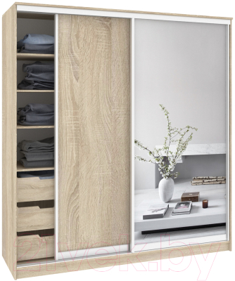 Шкаф Кортекс-мебель Сенатор ШК12 Классика ДСП с зеркалом - фото