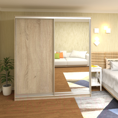 Шкаф Кортекс-мебель Сенатор ШК12 Классика ДСП с зеркалом