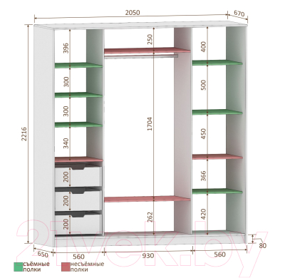Шкаф Кортекс-мебель Сенатор ШК12 Классика ДСП с зеркалом
