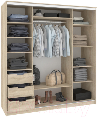 Шкаф Кортекс-мебель Сенатор ШК12 Классика ДСП с зеркалом