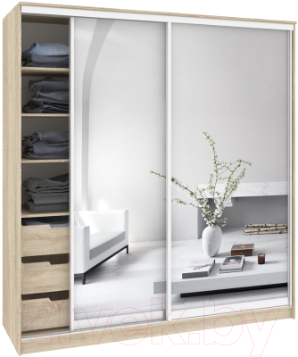 Шкаф Кортекс-мебель Сенатор ШК12 Классика зеркало - фото