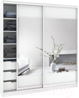 Шкаф Кортекс-мебель Сенатор ШК12-45 Геометрия ДСП с зеркалом - фото