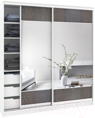 Шкаф Кортекс-мебель Сенатор ШК12-45 Геометрия ДСП с зеркалом - фото