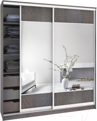 Шкаф Кортекс-мебель Сенатор ШК12-45 Геометрия ДСП с зеркалом - фото