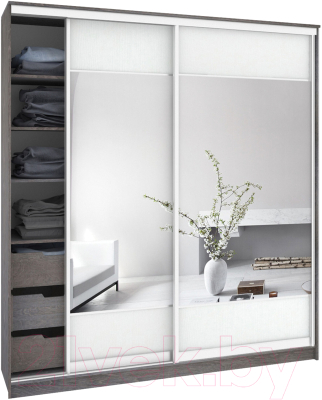 Шкаф Кортекс-мебель Сенатор ШК12-45 Геометрия ДСП с зеркалом - фото