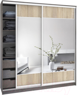 Шкаф Кортекс-мебель Сенатор ШК12-45 Геометрия ДСП с зеркалом - фото