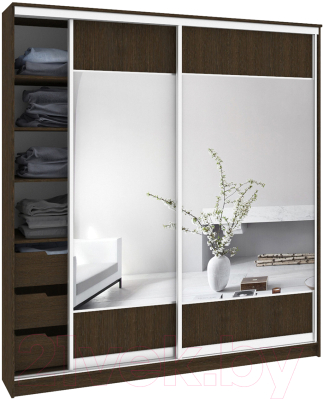 Шкаф Кортекс-мебель Сенатор ШК12-45 Геометрия ДСП с зеркалом - фото