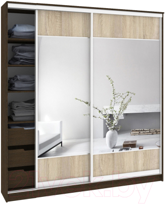 Шкаф Кортекс-мебель Сенатор ШК12-45 Геометрия ДСП с зеркалом - фото