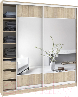 Шкаф Кортекс-мебель Сенатор ШК12-45 Геометрия ДСП с зеркалом - фото