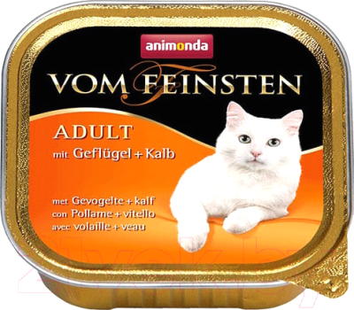 Влажный корм для кошек Animonda Vom Feinsten Classic Adult с домашней птицей и телятиной - фото