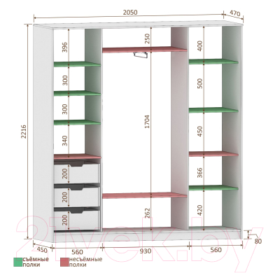 Шкаф Кортекс-мебель Сенатор ШК12-45 Классика ДСП