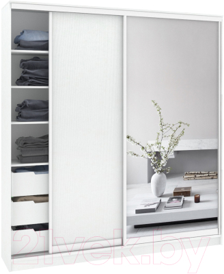 Шкаф Кортекс-мебель Сенатор ШК12-45 Классика ДСП с зеркалом - фото