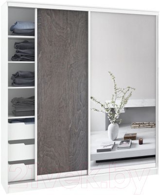 Шкаф Кортекс-мебель Сенатор ШК12-45 Классика ДСП с зеркалом - фото