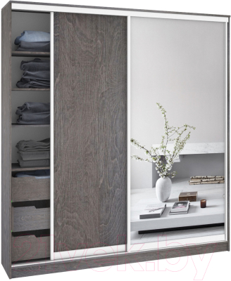 Шкаф Кортекс-мебель Сенатор ШК12-45 Классика ДСП с зеркалом - фото