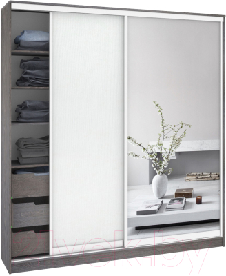 Шкаф Кортекс-мебель Сенатор ШК12-45 Классика ДСП с зеркалом - фото