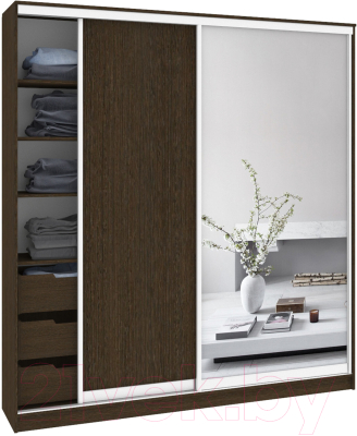 Шкаф Кортекс-мебель Сенатор ШК12-45 Классика ДСП с зеркалом - фото