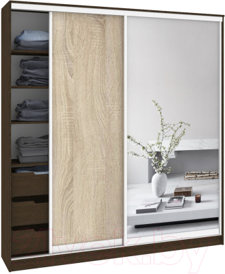 Шкаф Кортекс-мебель Сенатор ШК12-45 Классика ДСП с зеркалом - фото