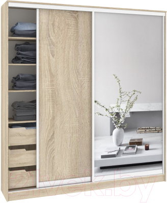 Шкаф Кортекс-мебель Сенатор ШК12-45 Классика ДСП с зеркалом - фото