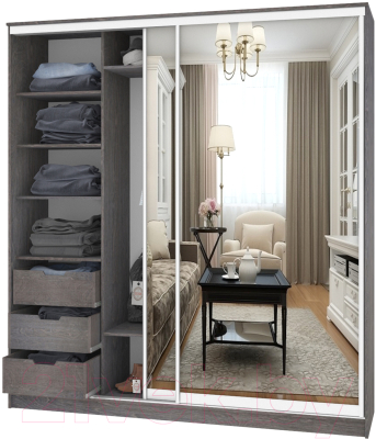 Шкаф Кортекс-мебель Сенатор ШК12-45 Классика зеркало - фото