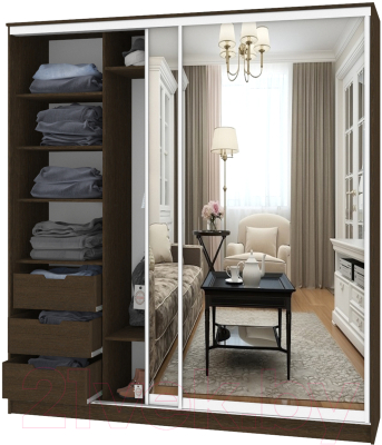 Шкаф Кортекс-мебель Сенатор ШК12-45 Классика зеркало - фото