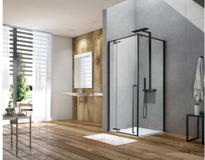 Душевой уголок Aquanet Ideal 140x90 / AE-AXC94MB-S-B (прозрачное стекло/черный матовый)