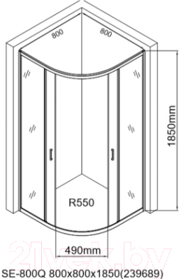 Душевой уголок Aquanet Полукруглый 80x80 / SE-800Q (узорчатое стекло)
