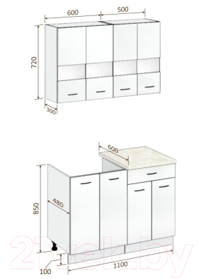 Готовая кухня Кортекс-мебель Корнелия Экстра 1.1м