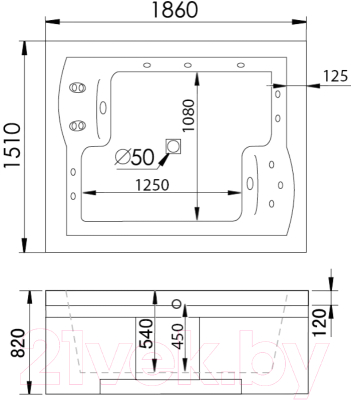 Ванна акриловая Gemy G9052 II B L