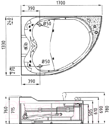 Ванна акриловая Gemy G9086 B L