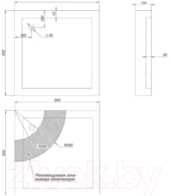 Душевой поддон Aquanet НХ108 80x80 / 180693