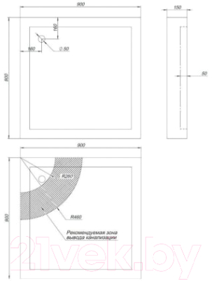 Душевой поддон Aquanet НХ108 90x90 / 180694