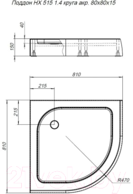 Душевой поддон Aquanet НХ515 80x80 / 180695