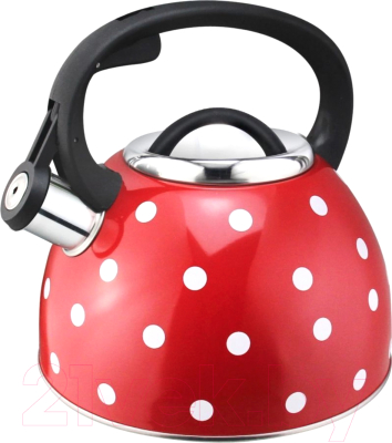 Чайник со свистком Mallony Maestria 005176 (красный в белый горошек) - фото