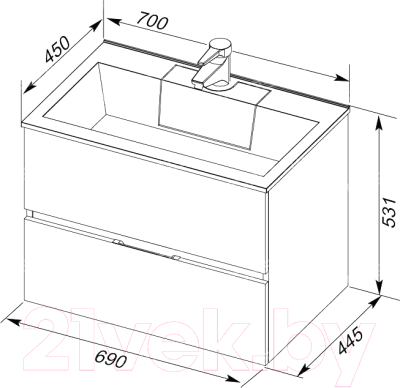 Тумба с умывальником Aquanet Алвита 70 / 212680