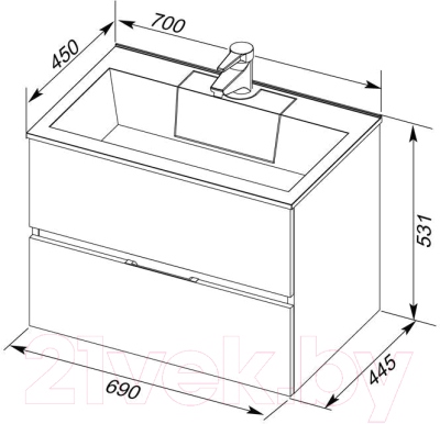 Тумба с умывальником Aquanet Алвита 70 / 213093