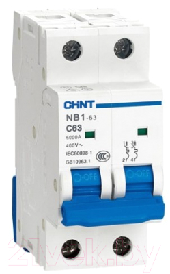 Выключатель автоматический Chint NB1-63 2P 1A 6kA C (DB) / 179655 - фото