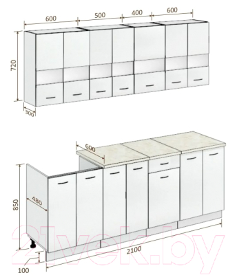 Готовая кухня Кортекс-мебель Корнелия Экстра 2.1м