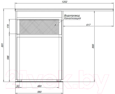 Тумба под умывальник Aquanet Токио 58 / 239290