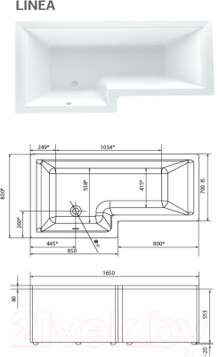 Ванна акриловая 1Марка Linea 165x85 L