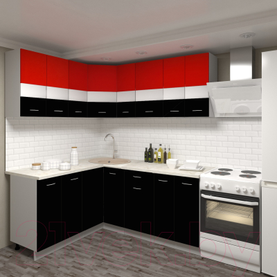 Готовая кухня Кортекс-мебель Корнелия Экстра 1.5x1.9м