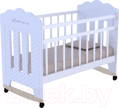 Детская кроватка VDK Bonne колесо-качалка (белый) - фото