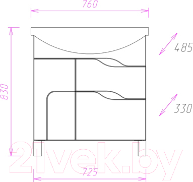 Тумба с умывальником Onika Веронэлла 75.13 (107514 + Стиль-75)