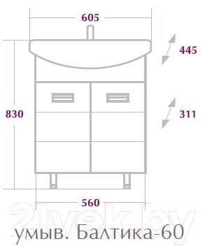 Тумба с умывальником Onika Балтика 60.10 (106040 + Балтика-60)