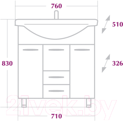 Тумба с умывальником Onika Моника 75.17 (107502 + 1WH110259)